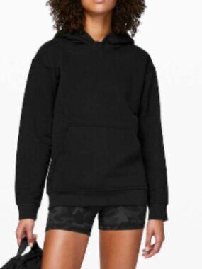 Lululemon All Yours Hoodie French Terry Vapor Size 8 Black Loose Fit Cozy Thick